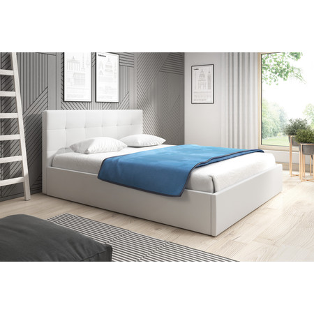Čalouněná postel LAURA rozměr 140x200 cm Bílá eko-kůže TT-FURNITURE