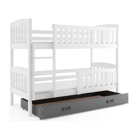Dětská patrová postel KUBUS s úložným prostorem 80x190 cm - bílá Šedá BMS