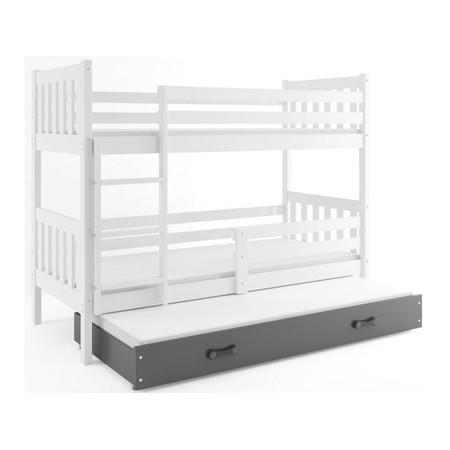 Dětská postel CARINO s výsuvnou postelí 80x190 cm - bílá Šedá BMS