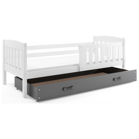 Dětská postel KUBUS s úložným prostorem 80x190 cm - bílá Šedá BMS