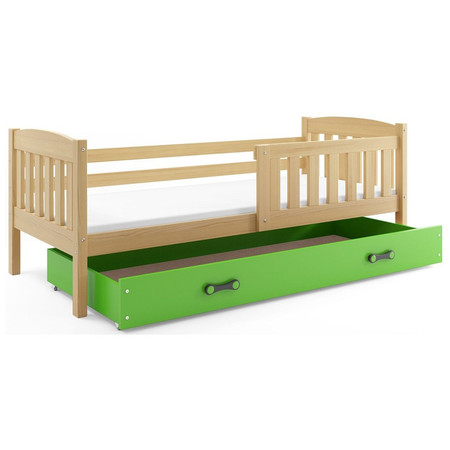 Dětská postel KUBUS s úložným prostorem 90x200 cm - borovice Zelená BMS