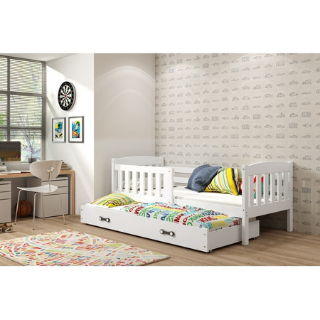 Dětská postel KUBUS s výsuvnou postelí 90x200 cm - bílá Bílá BMS