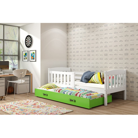 Dětská postel KUBUS s výsuvnou postelí 90x200 cm - bílá Zelená BMS