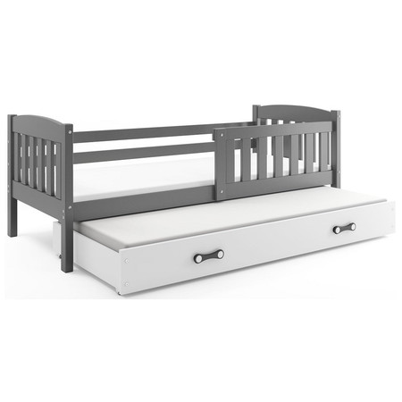 Dětská postel KUBUS s výsuvnou postelí 90x200 cm - grafit Bílá BMS