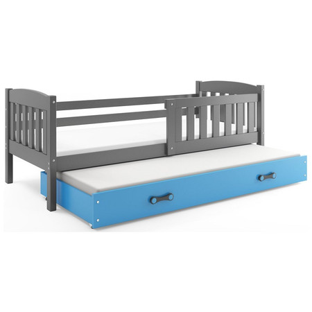 Dětská postel KUBUS s výsuvnou postelí 90x200 cm - grafit Modrá BMS