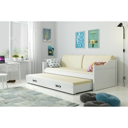 Dětská postel nebo gauč s výsuvnou postelí DAVID 190x80 cm Bílá Bílá BMS