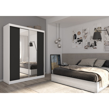 Kvalitní Šatní Skříň Luzon 160 cm Bílá/černá Furniture