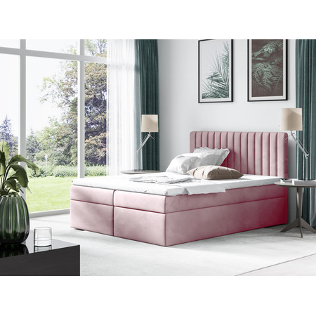 Postel 69 BISSAU 200x200 cm s úložným prostorem Růžová SG-nábytek