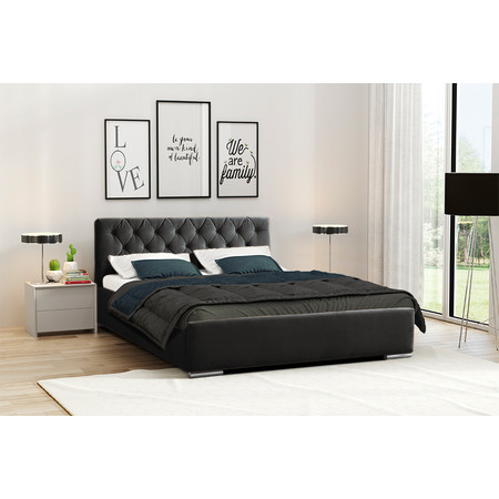 Postel RYAN 06 STANDARD 140x200 cm - stříbrné nohy Tmavě šedá Signal-nabytek