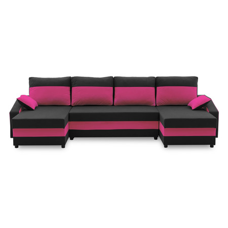 Velká rozkládací sedací souprava SPARTA PLUS COLOR Černá + růžová SG-nábytek