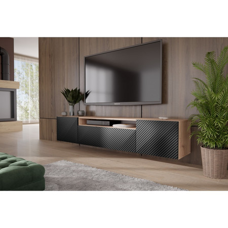 Závěsný televizní stolek RTV Neo 180 cm Dub artisan - černá Furniture