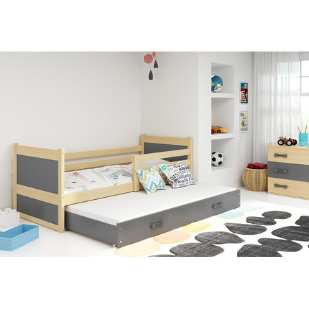 Dětská postel s výsuvnou postelí RICO 200x90 cm Borovice Ružové BMS