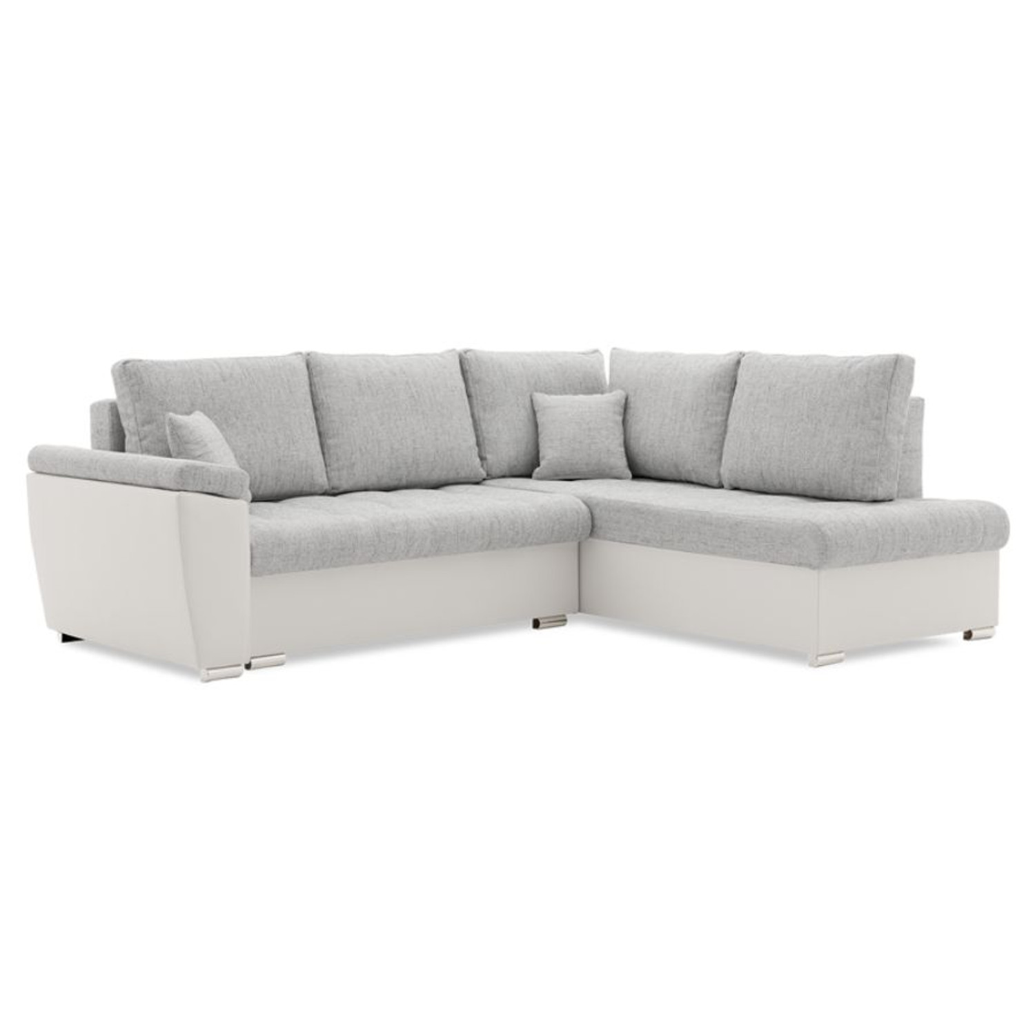 Rozkládací rohová sedací souprava VEGAS 245/190 Světle šedá/bílá eko-kůže Pravá Signal-nabytek