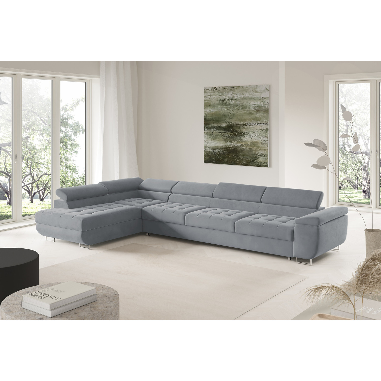 Rohová rozkládací sedací souprava BENJAMIN 155 XL Levá Šedá I SG nabytek