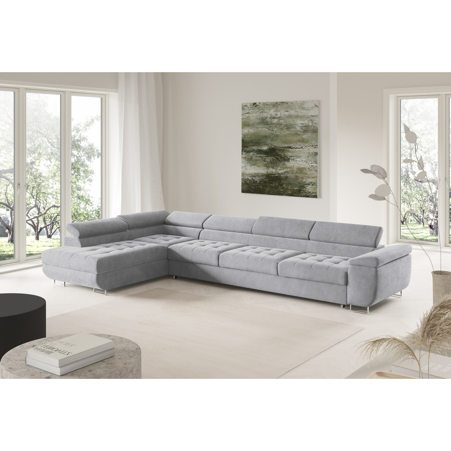 Rohová rozkládací sedací souprava BENJAMIN 155 XL Levá Šedá II SG nabytek