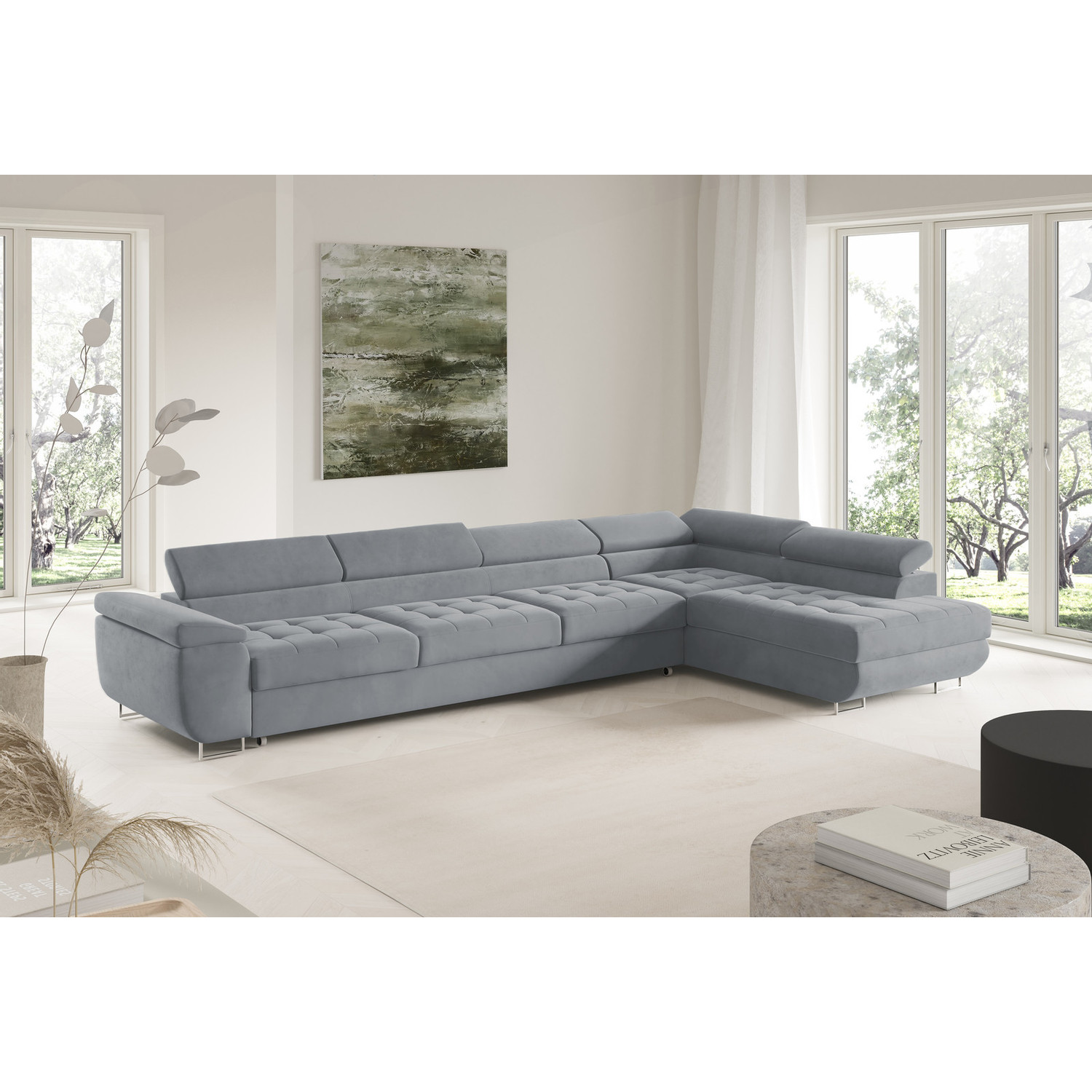 Rohová rozkládací sedací souprava BENJAMIN 155 XL Pravá Šedá I SG nabytek