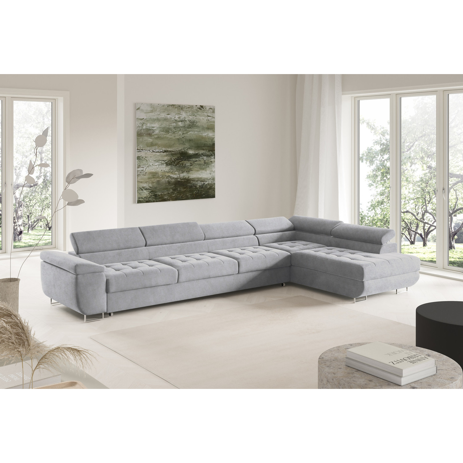 Rohová rozkládací sedací souprava BENJAMIN 155 XL Pravá Šedá II SG nabytek