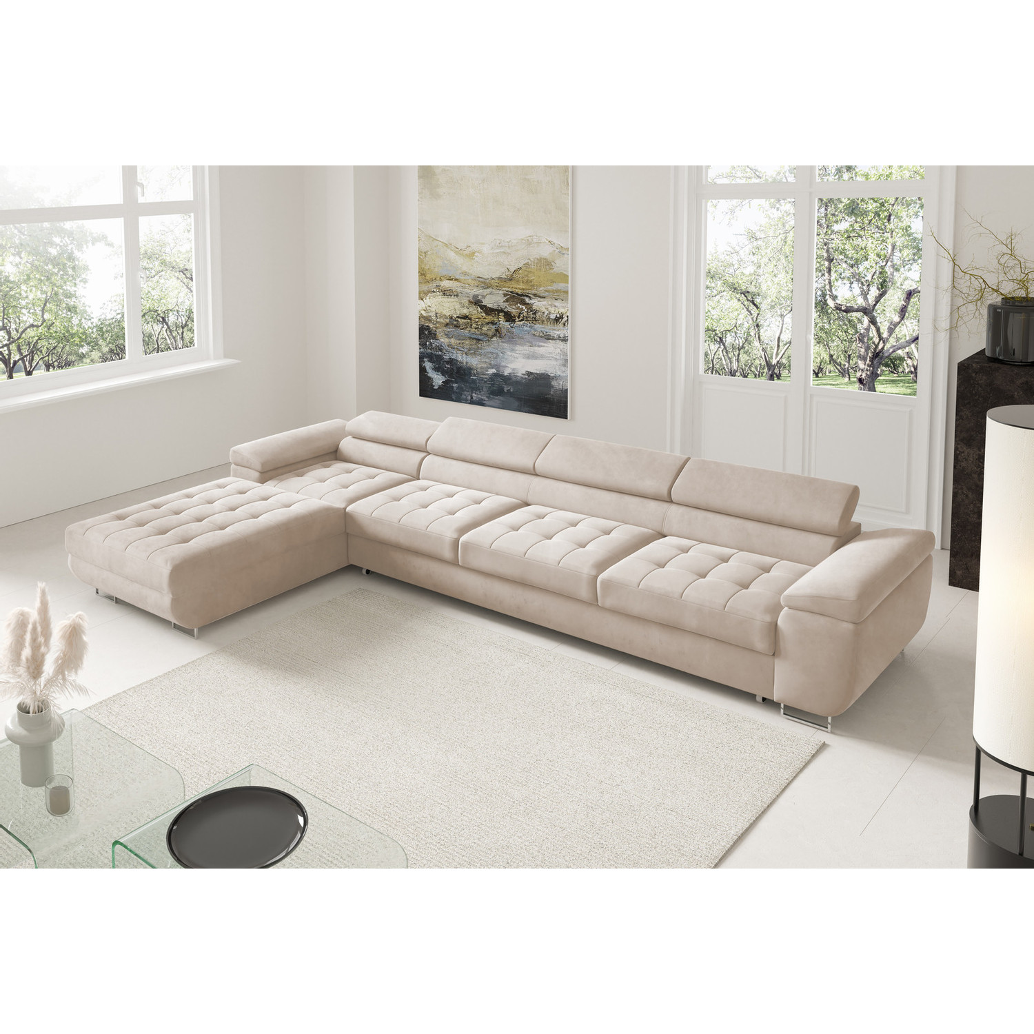 Rohová rozkládací sedací souprava BENJAMIN 272 XL Levá Béžová I SG nabytek