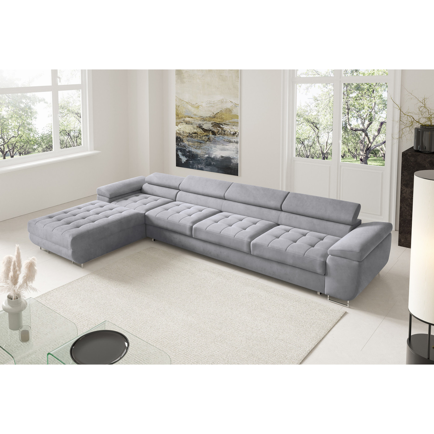 Rohová rozkládací sedací souprava BENJAMIN 272 XL Levá Šedá II SG nabytek