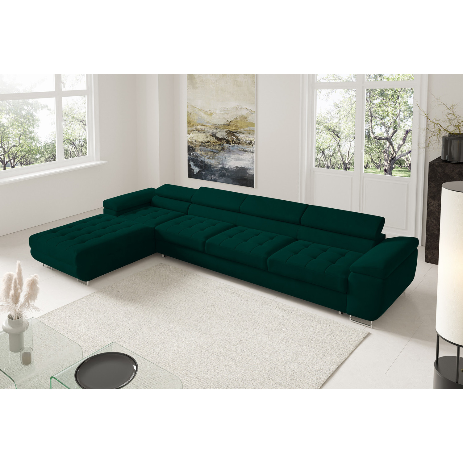 Rohová rozkládací sedací souprava BENJAMIN 272 XL Levá Zelená I SG nabytek