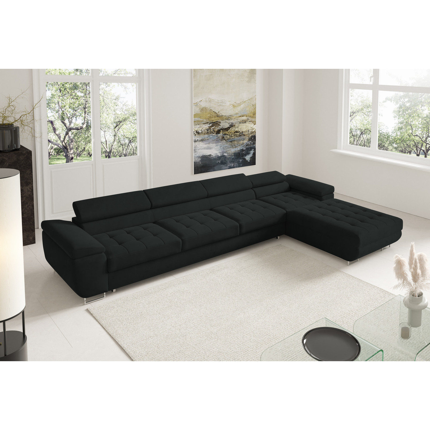 Rohová rozkládací sedací souprava BENJAMIN 272 XL Pravá Černá SG nabytek