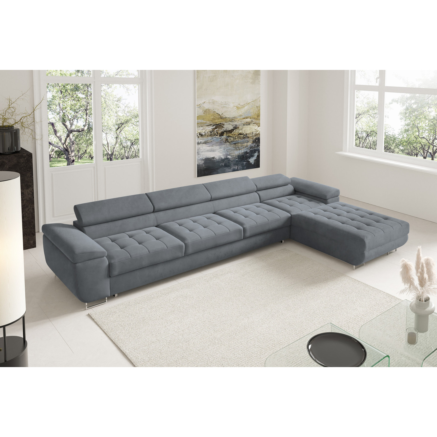 Rohová rozkládací sedací souprava BENJAMIN 272 XL Pravá Šedá I SG nabytek