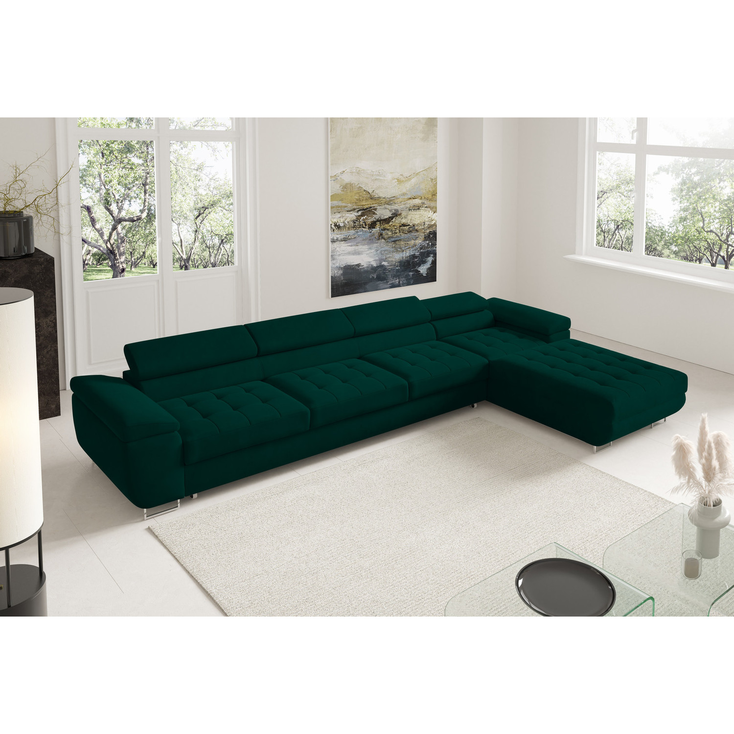 Rohová rozkládací sedací souprava BENJAMIN 272 XL Pravá Zelená I SG nabytek