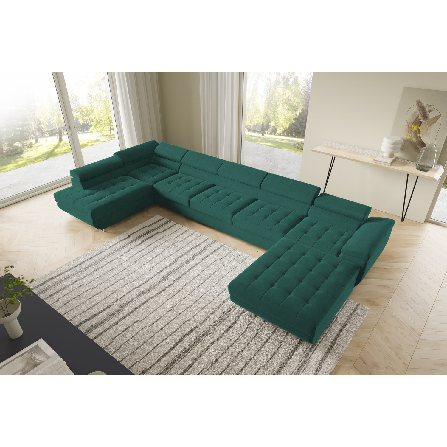 Rohová rozkládací sedací souprava BENJAMIN 275 U XL Levá Hnědá SG nabytek