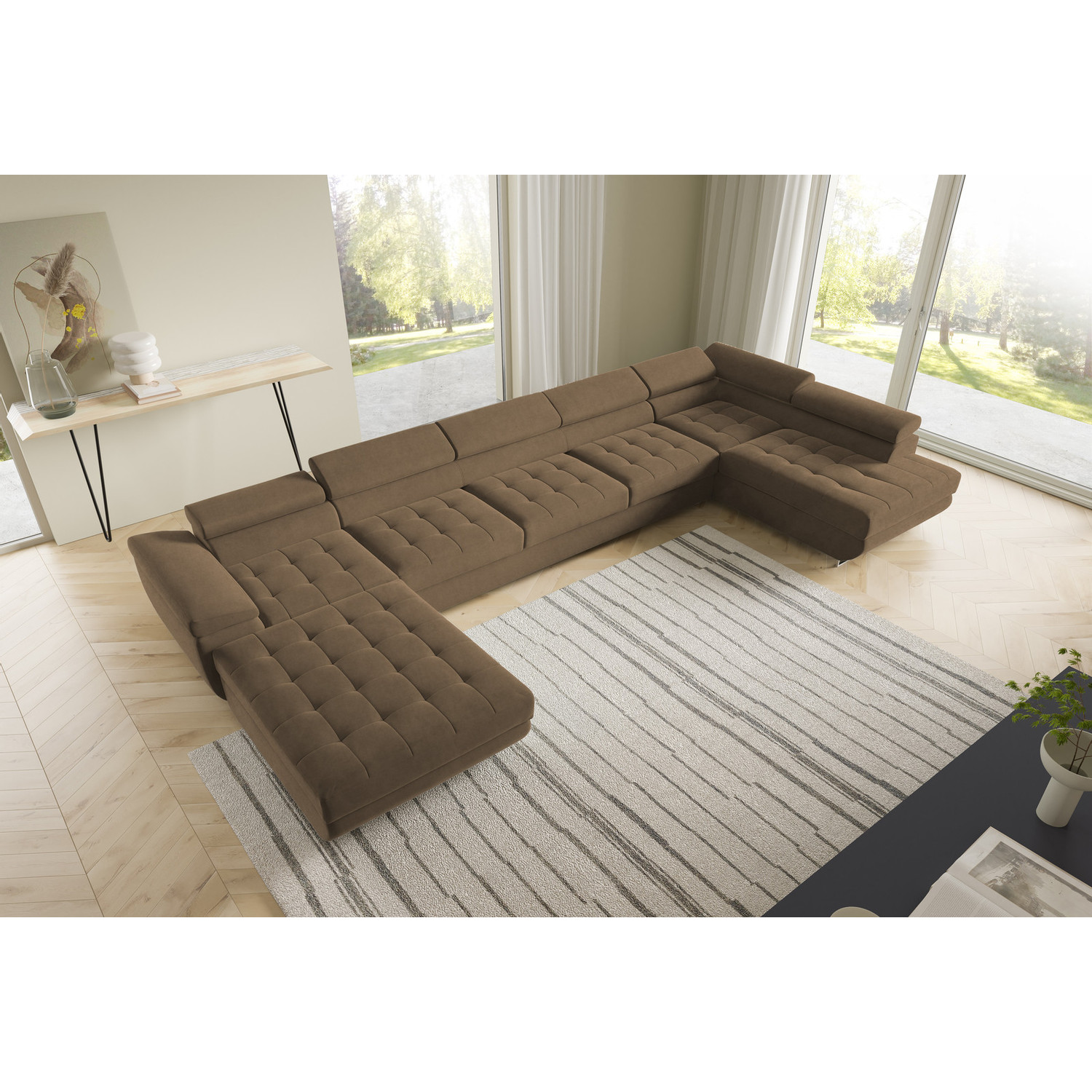 Rohová rozkládací sedací souprava BENJAMIN 275 U XL Pravá Modrá II SG nabytek