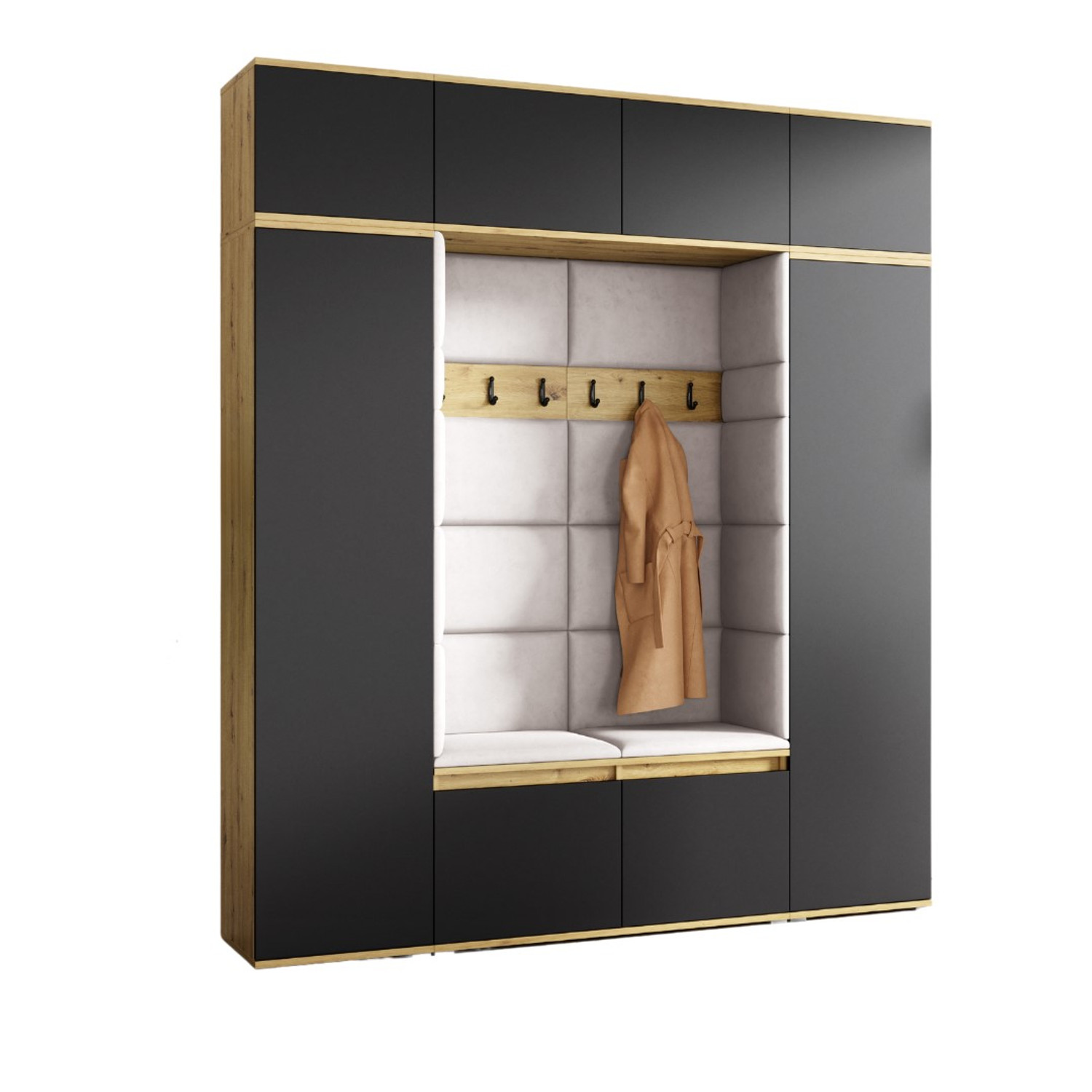 Předsíňová stěna AMI 32 Bez zrcadla Grafit Fialová Signal-nabytek