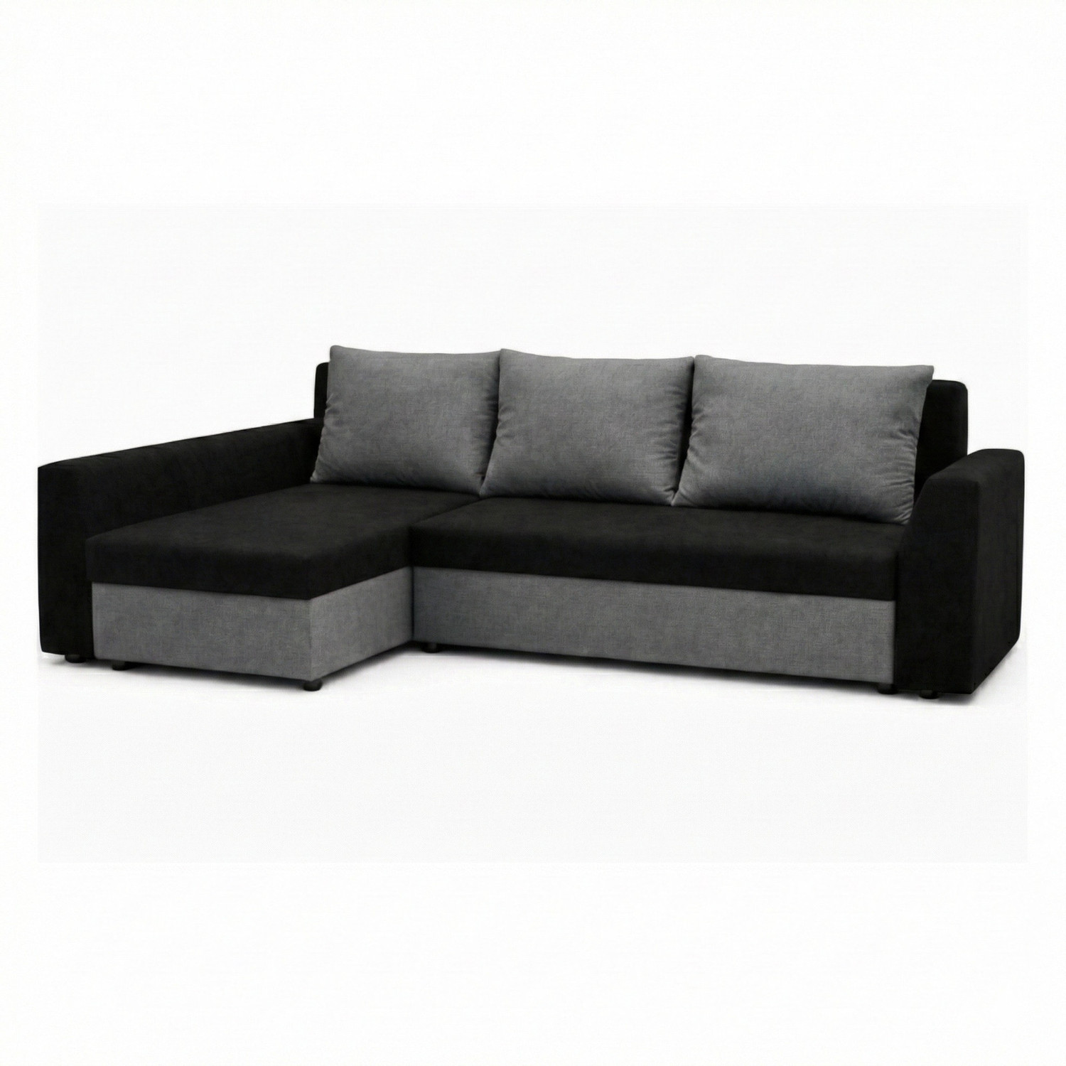 Rozkládací rohová sedací souprava PRAKTIK Černá-šedá SG-nábytek